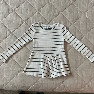 Splendid Black and White Striped Long Sleeve Kids Tee